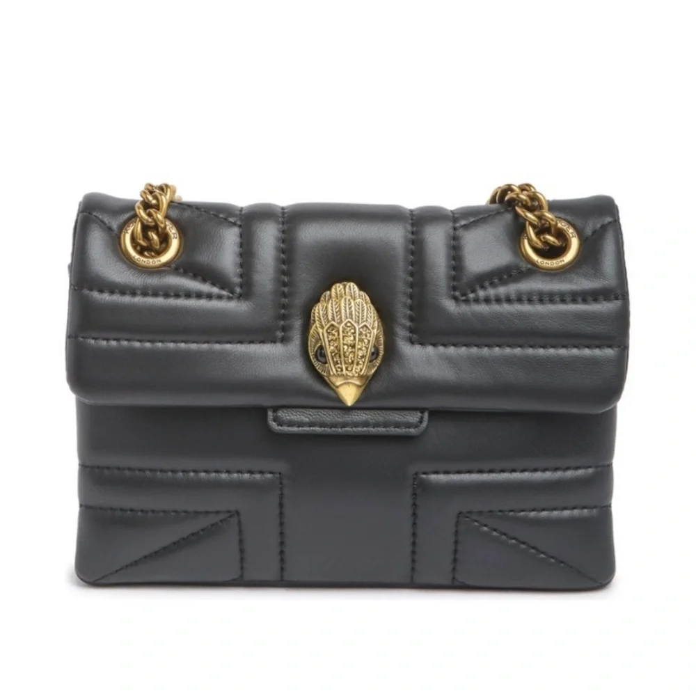 Kurt Geiger London Mini Kensington Leather Black Union Jack Bag NWT Chain Strap - Picture 4 of 7